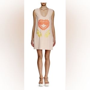 Stella McCartney Squiggle-Embroidered Shift Dress Nude